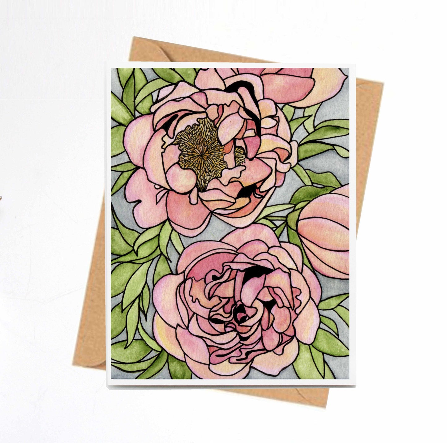 PinkPolish Design Note Cards "Floral Carpet" Handmade Notecard