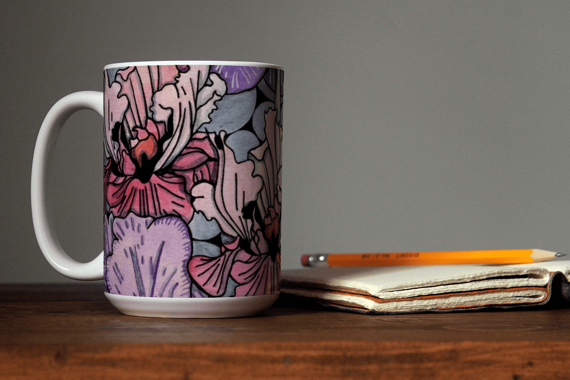 PinkPolish Design Coasters "Floral Repetition" 15oz Mug