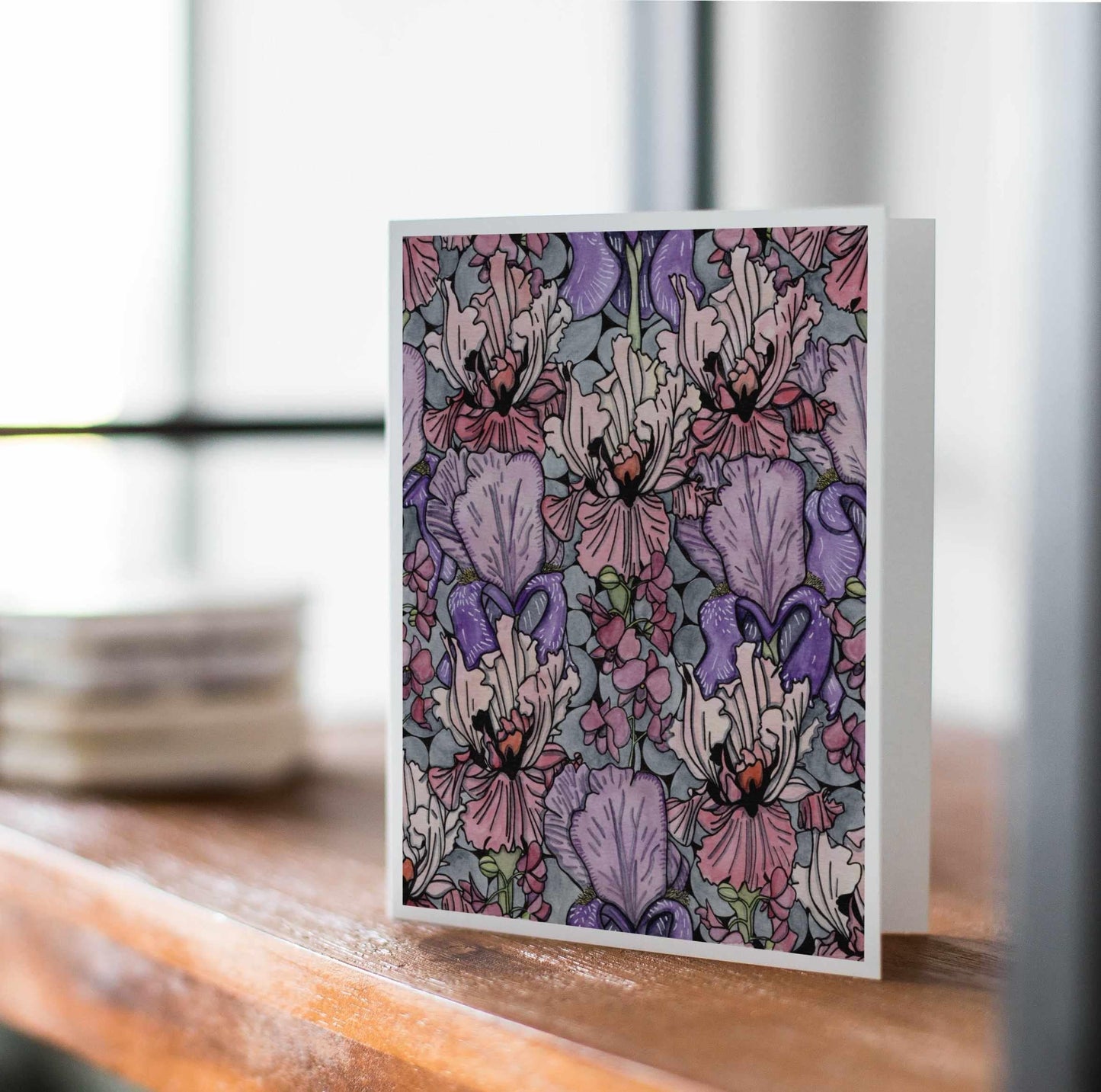 PinkPolish Design Note Cards "Floral Repetition" Handmade Notecard