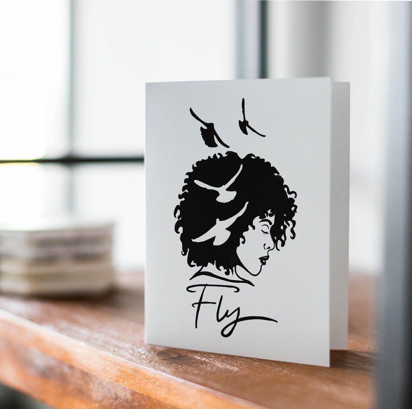 PinkPolish Design Note Cards "Fly" Handmade Notecard