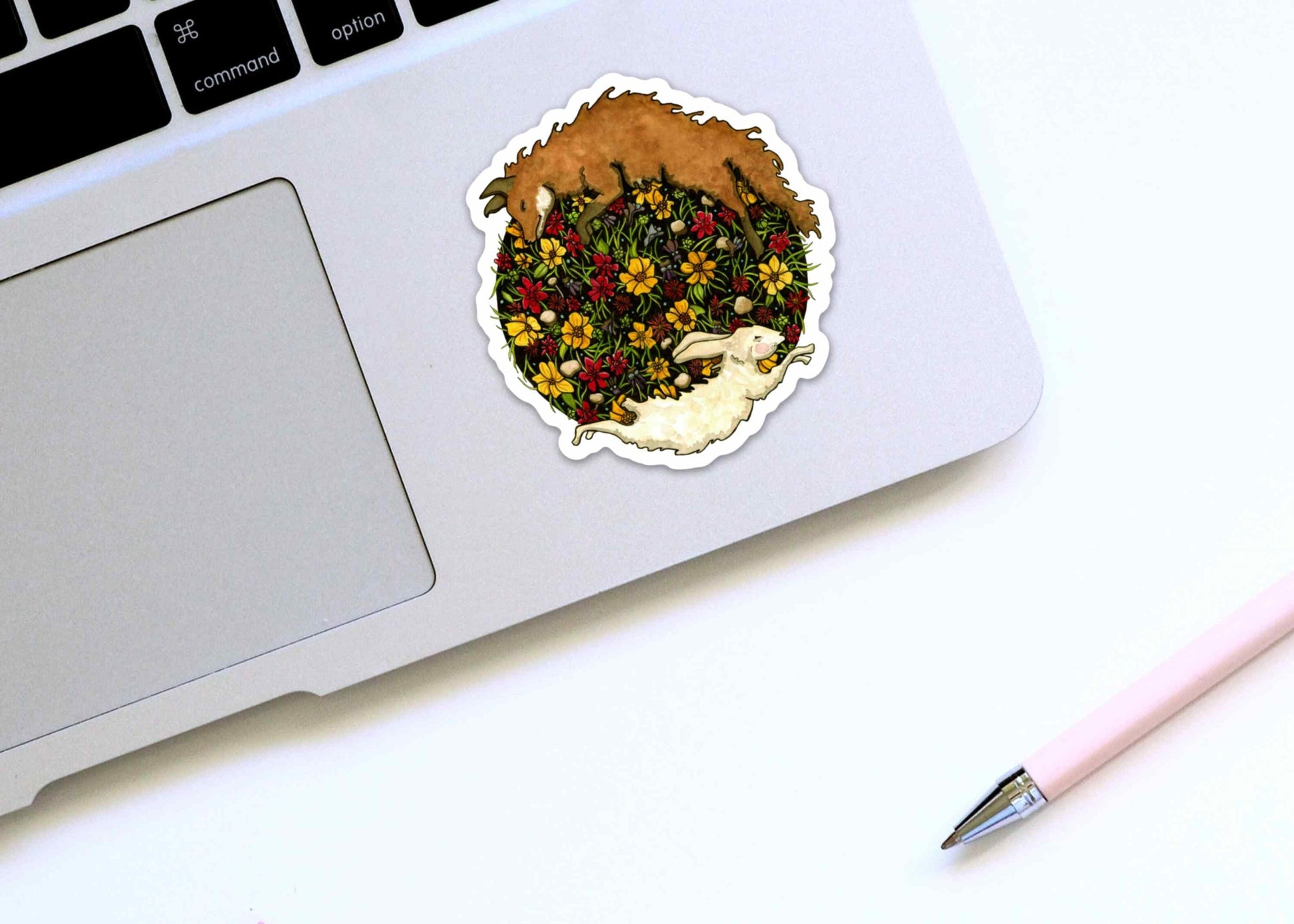 PinkPolish Design Stickers "Fox and the Hare" Vinyl Die Cut Sticker