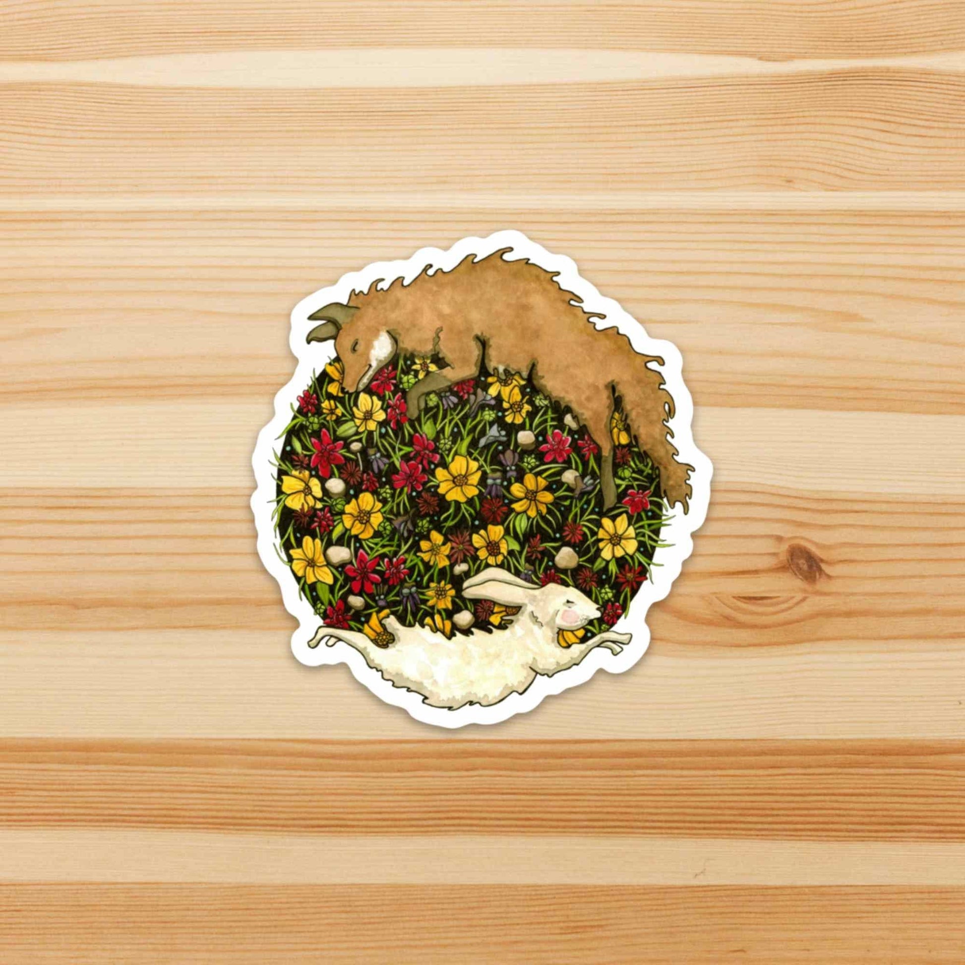 PinkPolish Design Stickers "Fox and the Hare" Vinyl Die Cut Sticker