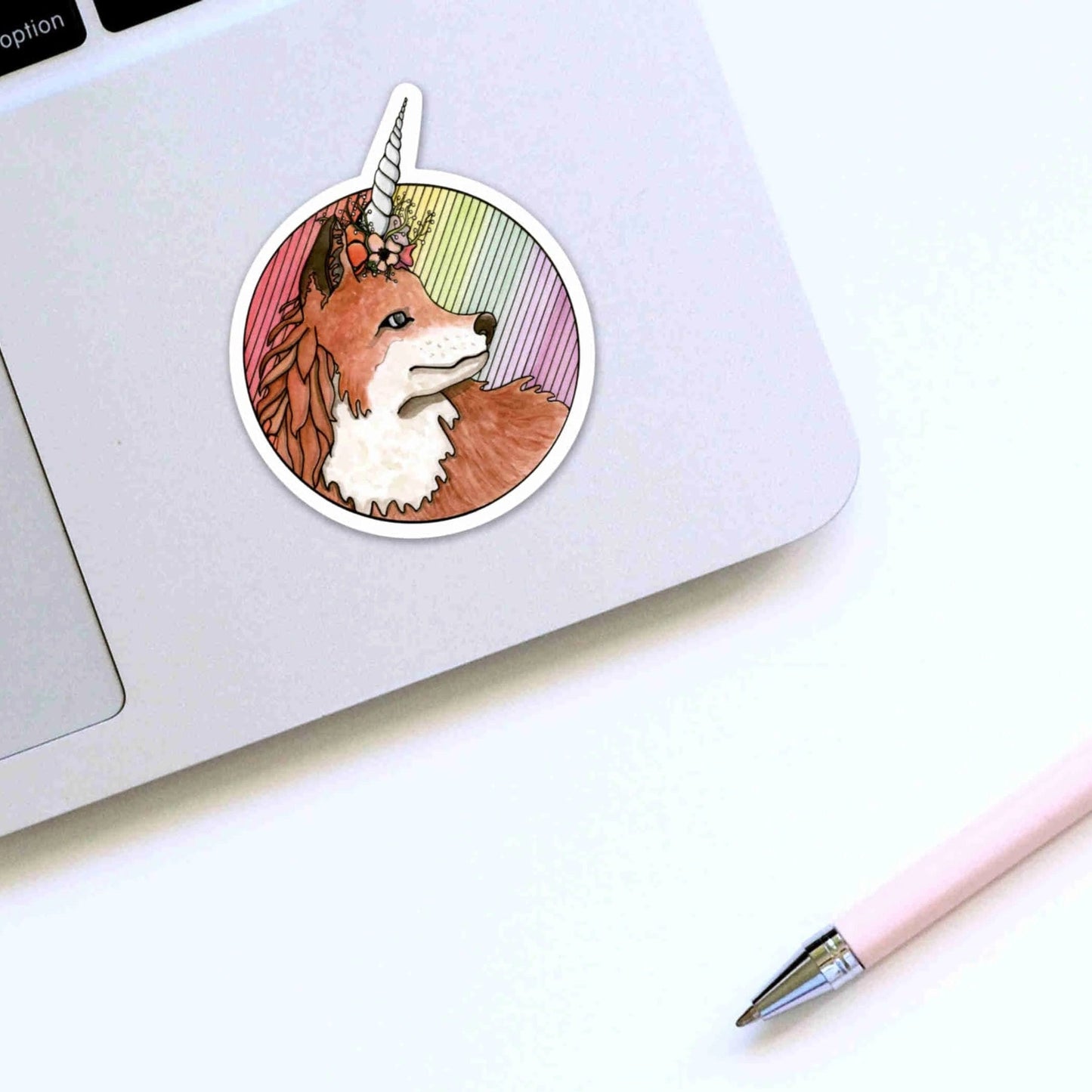 PinkPolish Design Stickers "Foxicorn" Die Cut Vinyl Sticker