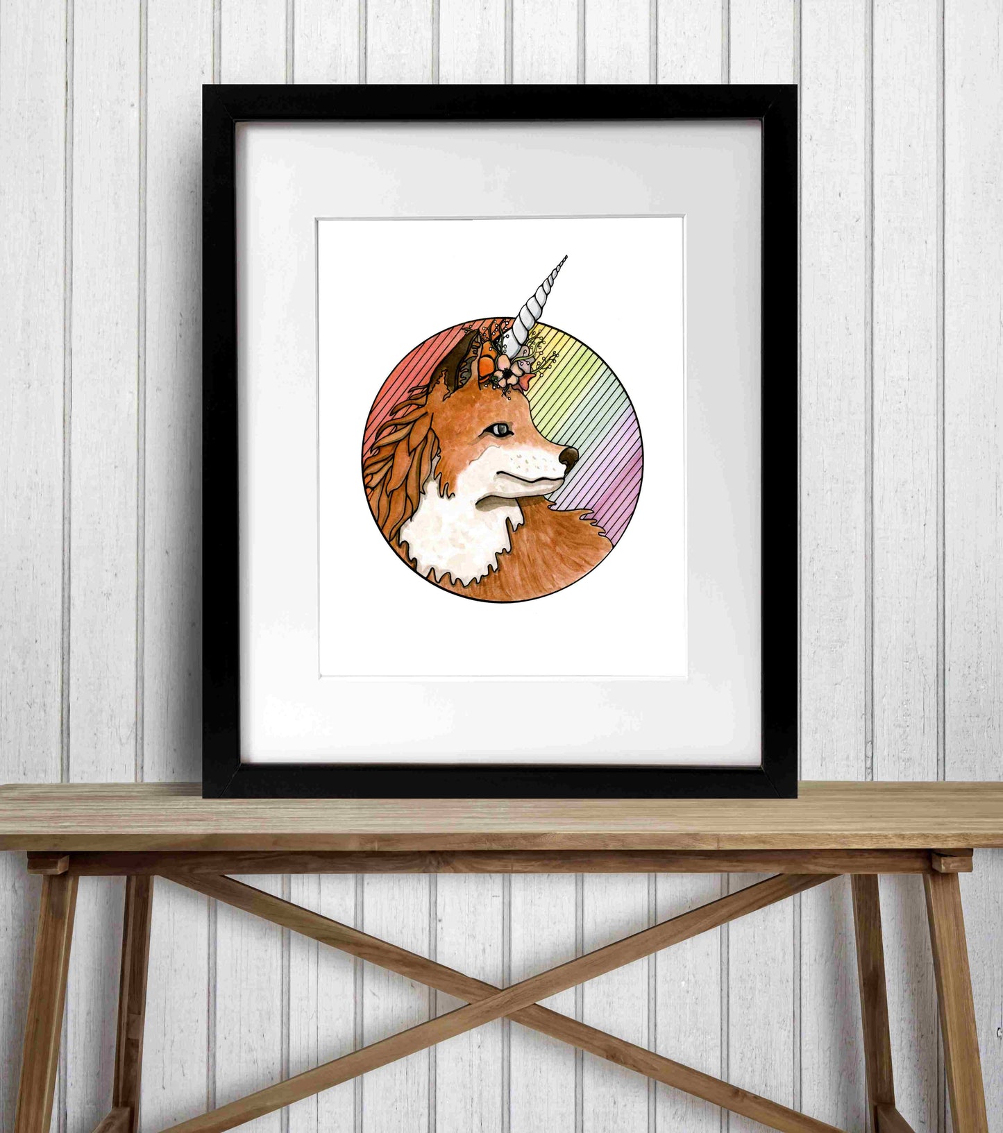 PinkPolish Design Art Prints "Foxicorn" Watercolor Painting: Art Print