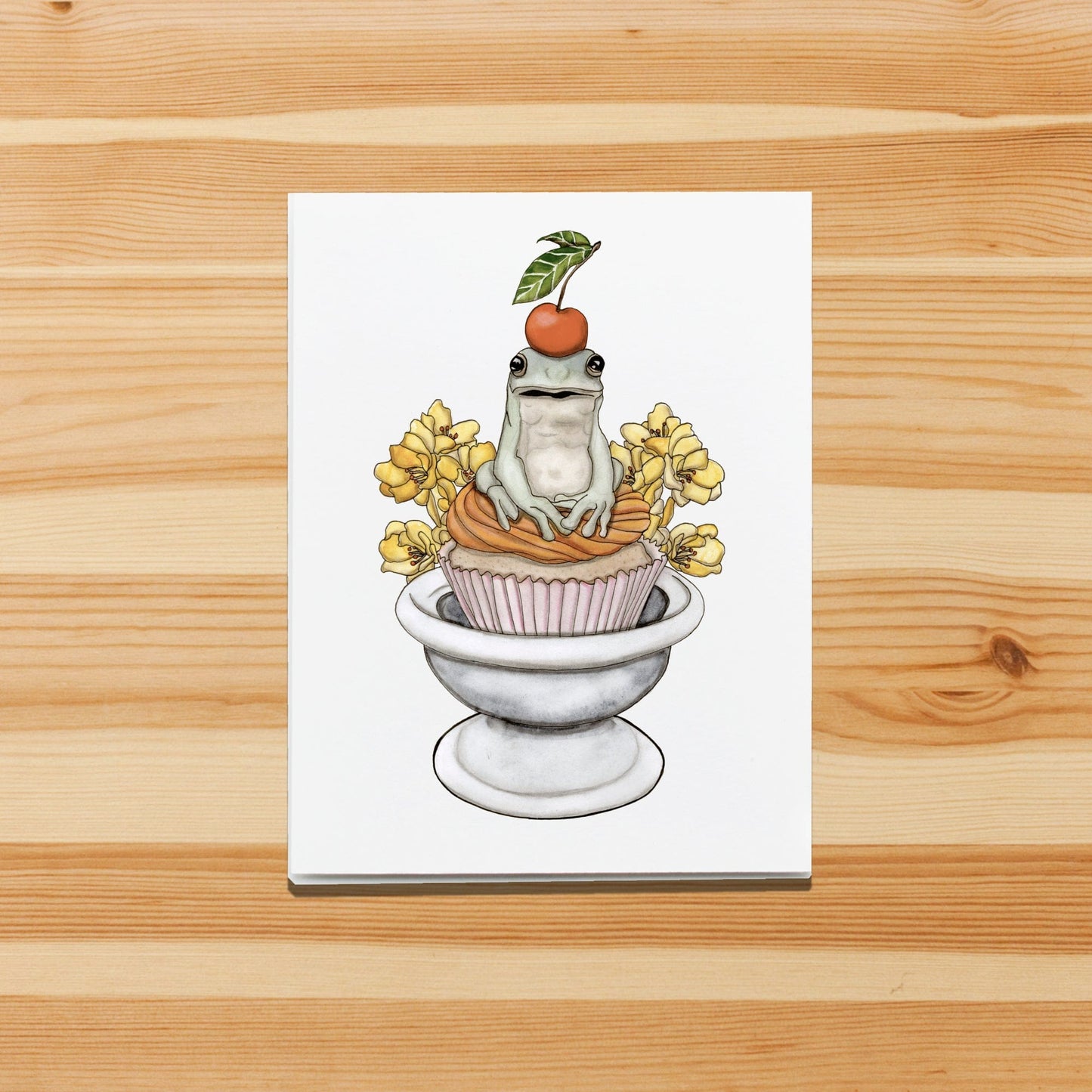 PinkPolish Design Note Cards "Frog Celebration" Handmade Notecard