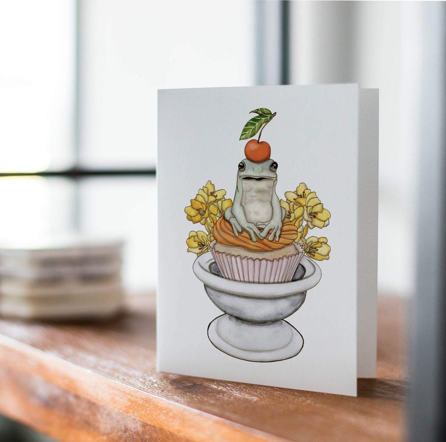 PinkPolish Design Note Cards "Frog Celebration" Handmade Notecard