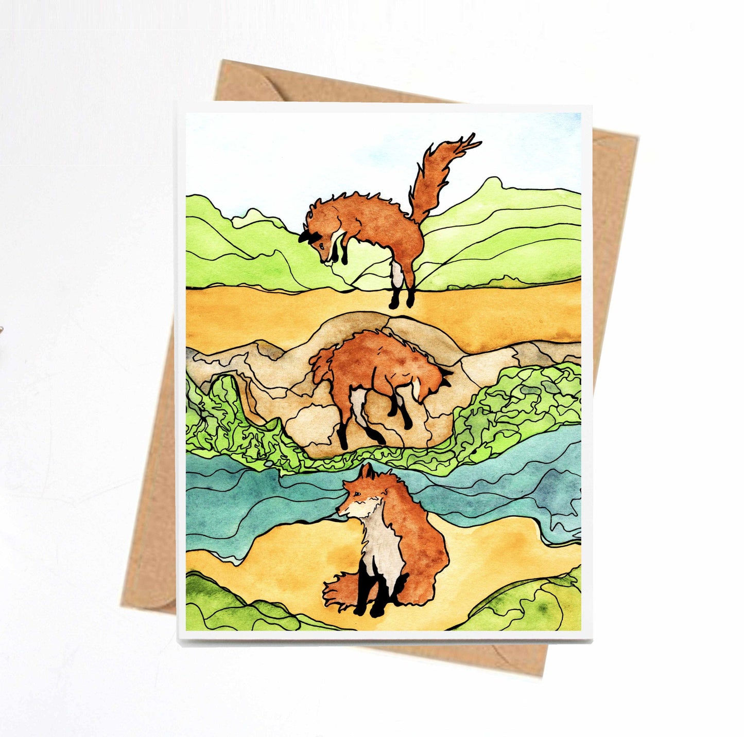 PinkPolish Design Note Cards "Frolic" Handmade Notecard