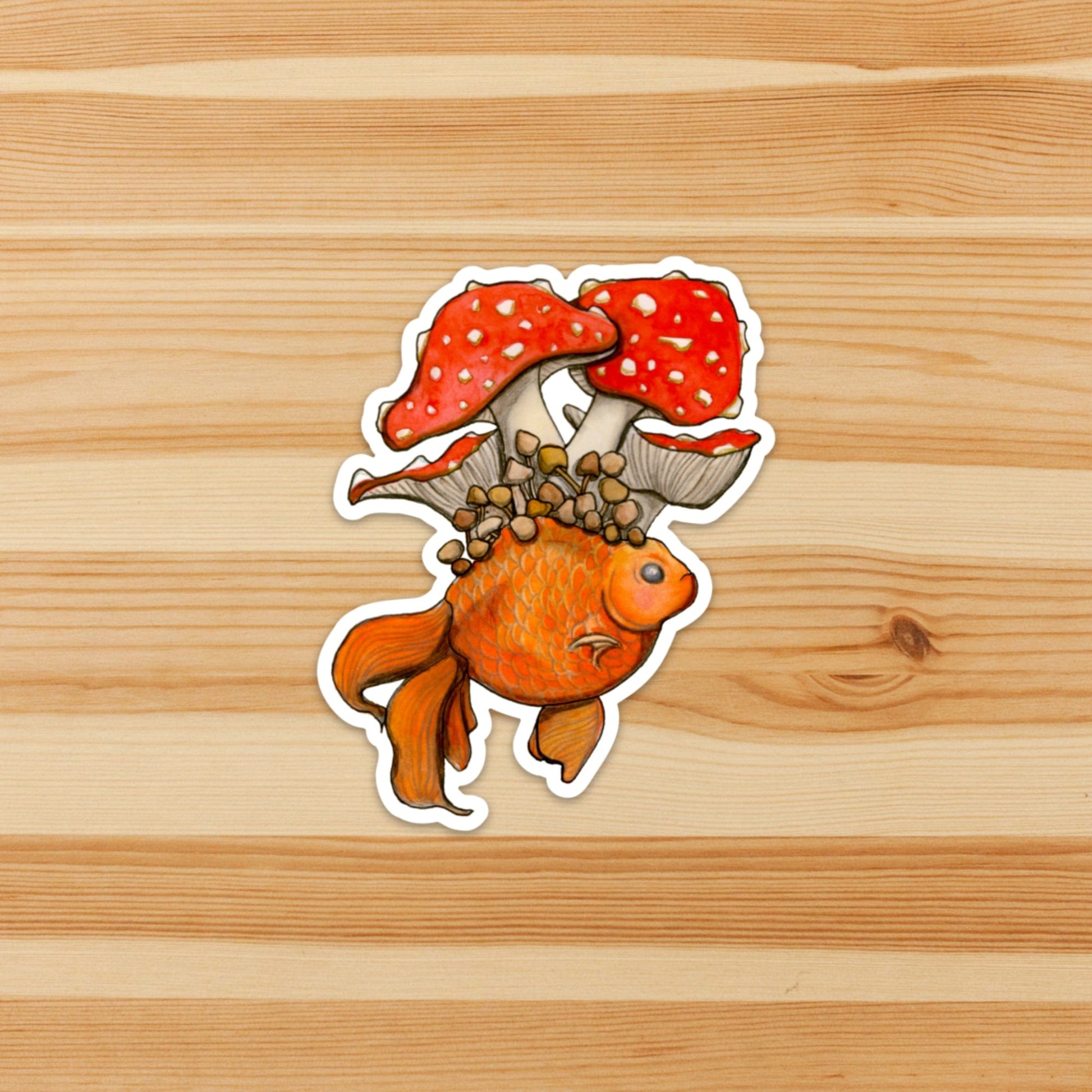 PinkPolish Design Stickers "Fungi Fish" Vinyl Die Cut Sticker