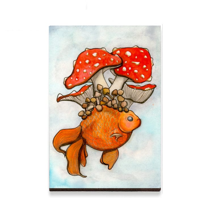 PinkPolish Design Magnets "Fungi Fish" Wood Refrigerator Magnet