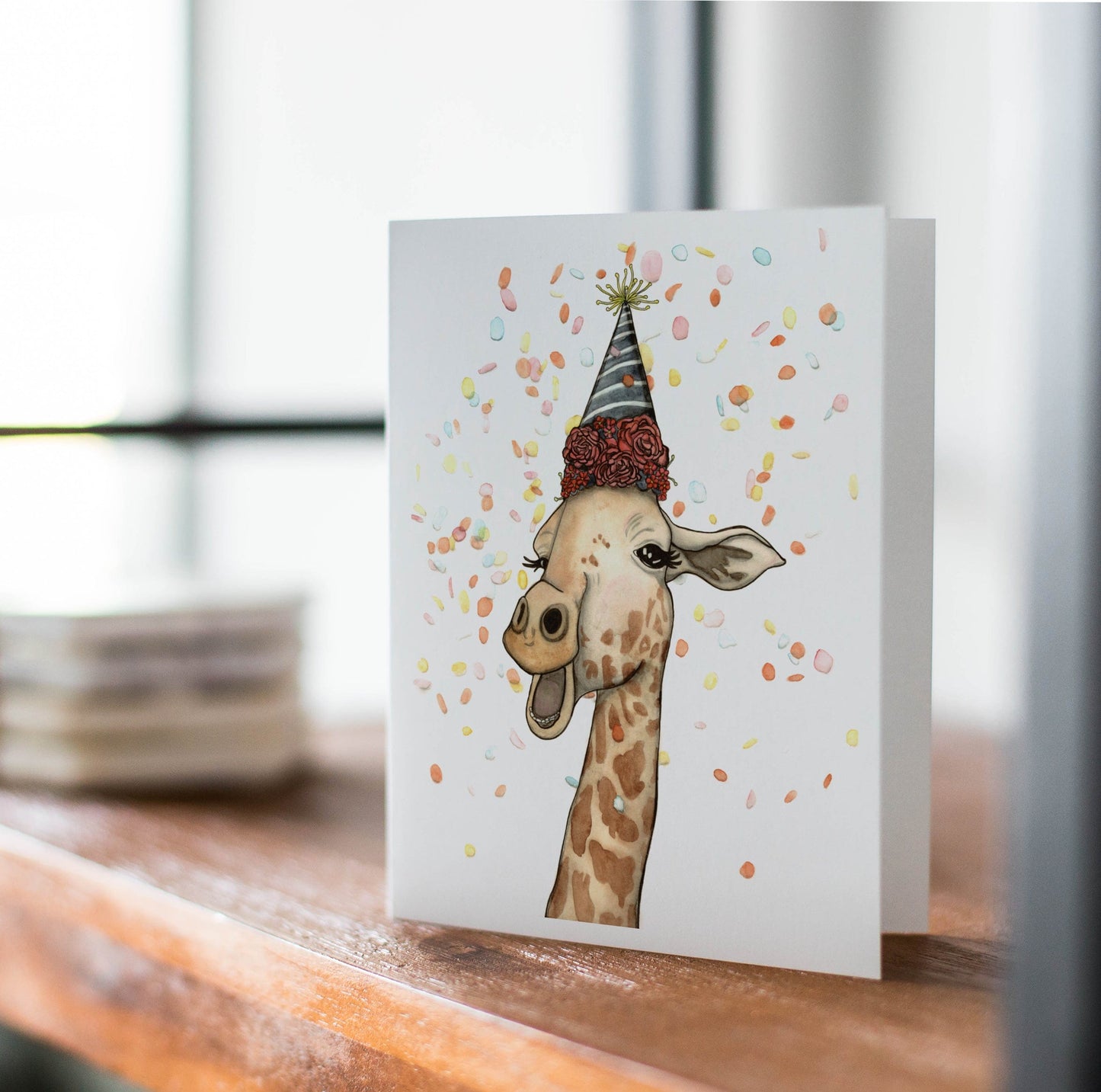 PinkPolish Design Note Cards "Giraffe Celebration" Handmade Notecard
