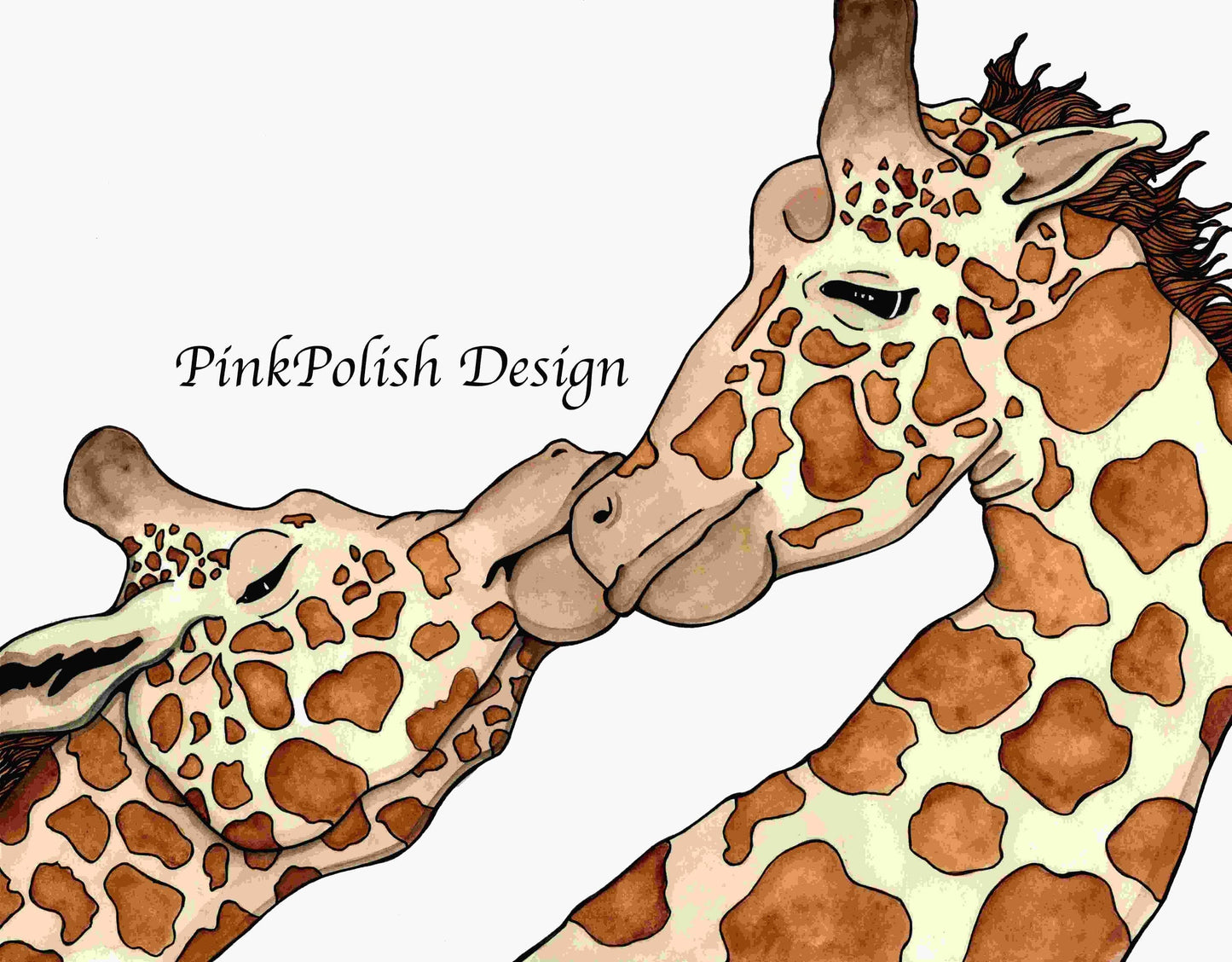 PinkPolish Design Art Prints "Giraffe Love" Watercolor Painting: Art Print