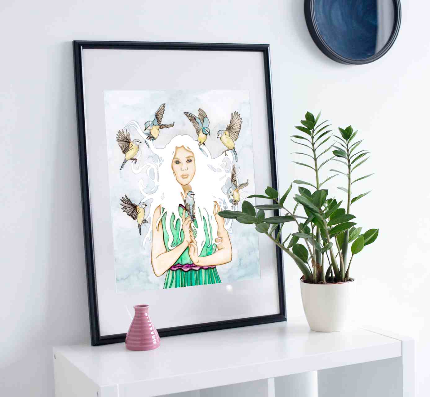 PinkPolish Design Art Prints "Goddess Acanthis" Watercolor Painting: Art Print