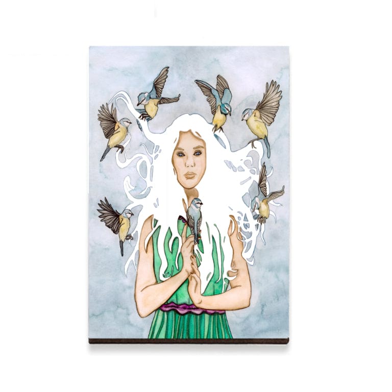 PinkPolish Design Magnets "Goddess Acanthis" Wood Refrigerator Magnet