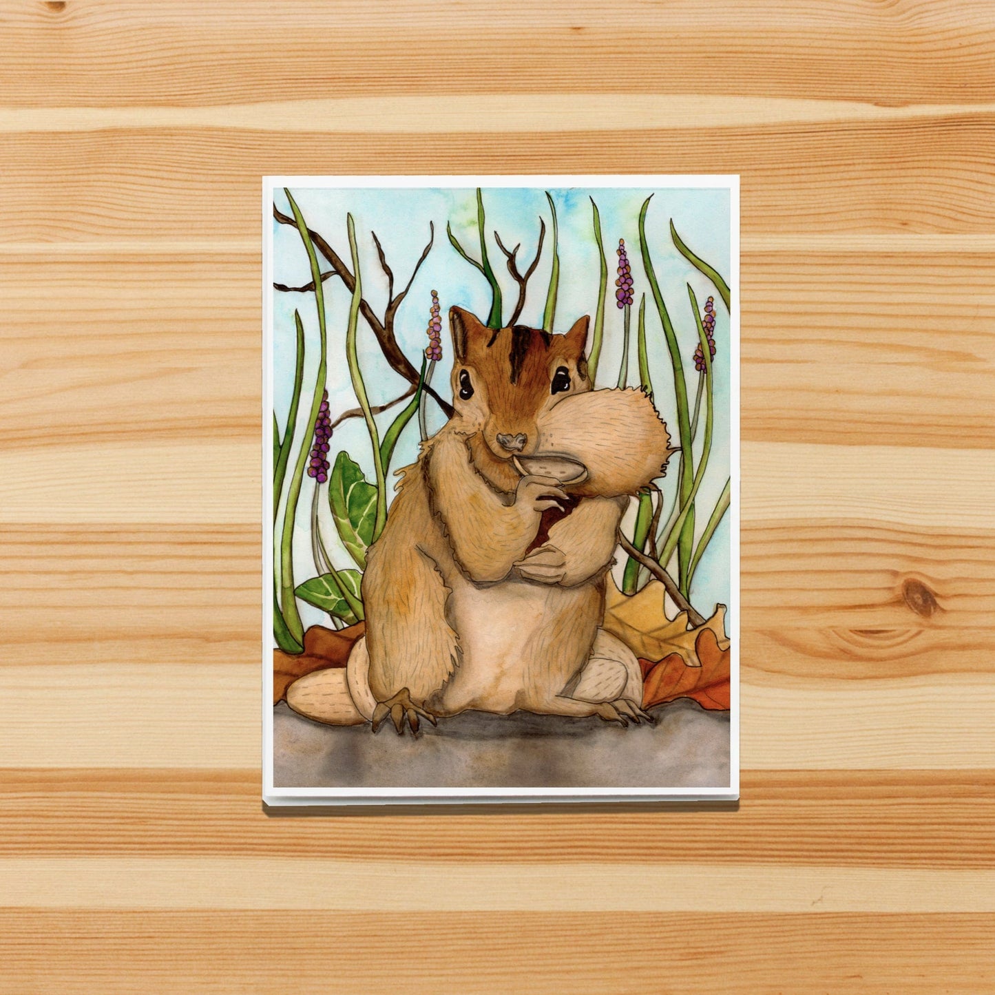 PinkPolish Design Note Cards "Going Nuts" Handmade Notecard