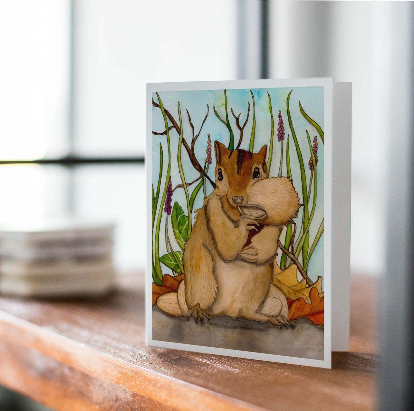 PinkPolish Design Note Cards "Going Nuts" Handmade Notecard