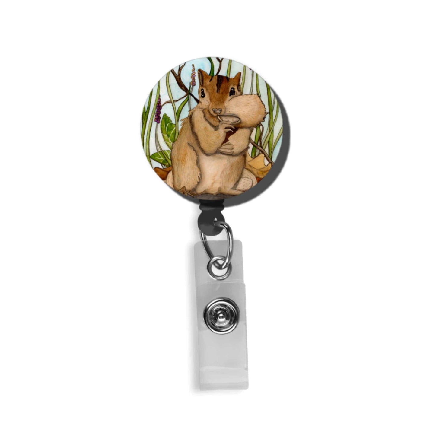 PinkPolish Design Badge Reels & Lanyards "Going Nuts" Retractable Badge Reel