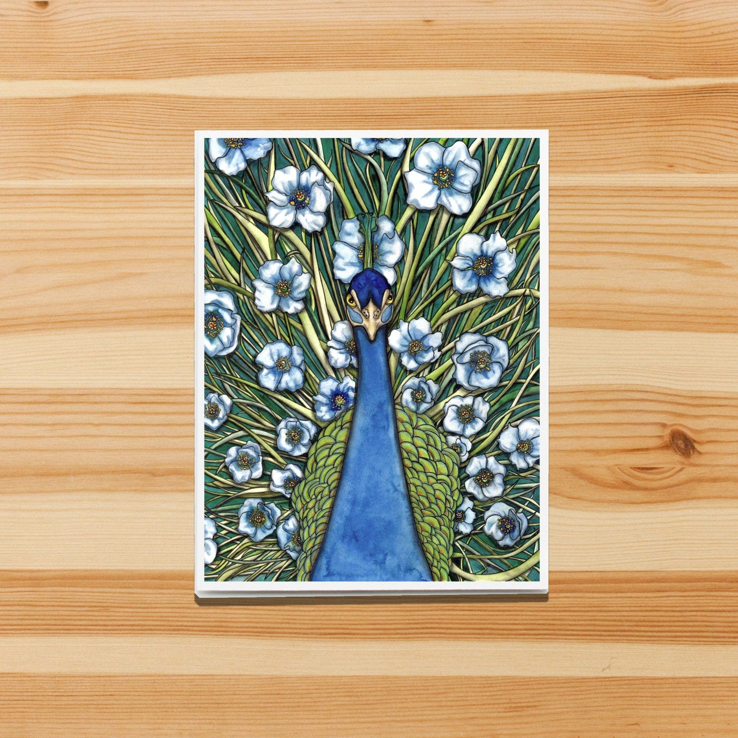 PinkPolish Design Note Cards "Grande Peacock Fleur" Handmade Notecard