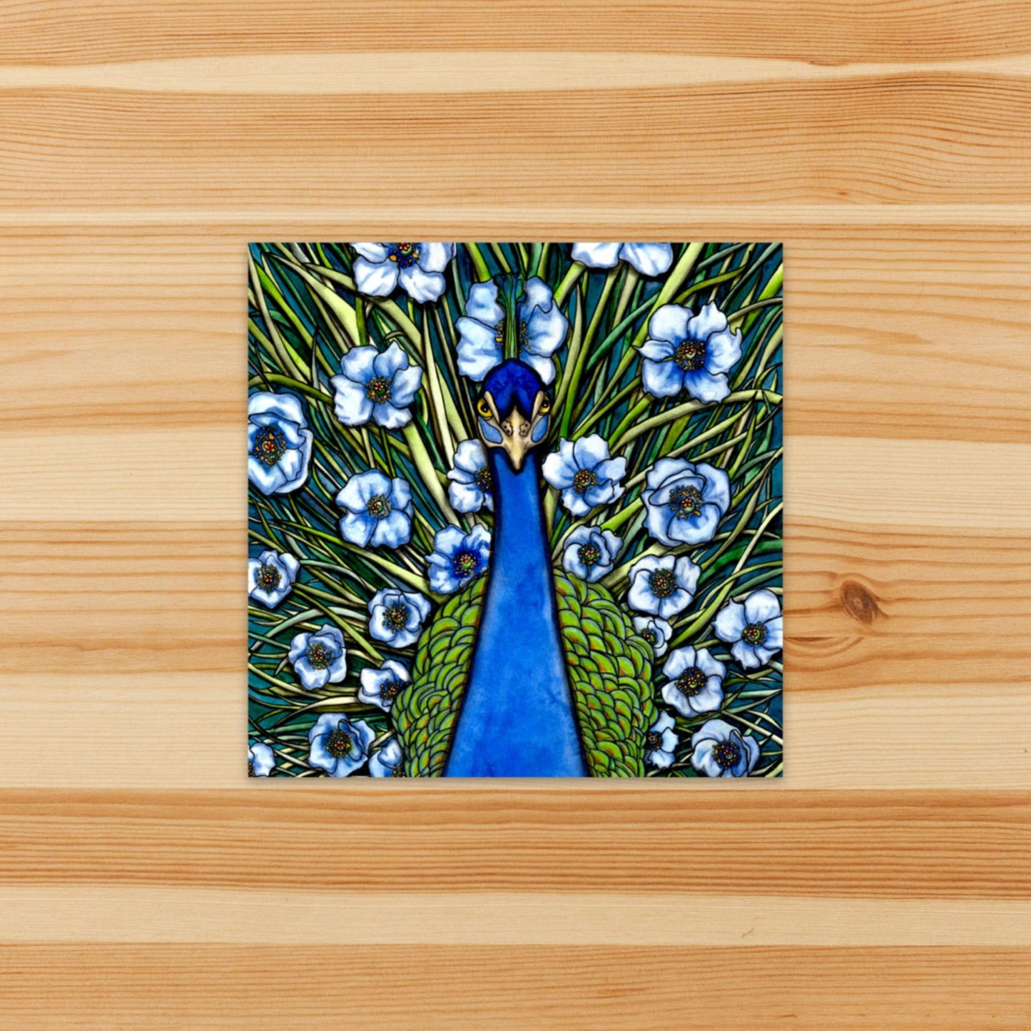PinkPolish Design Stickers "Grande Peacock Fleur" Vinyl Square Sticker