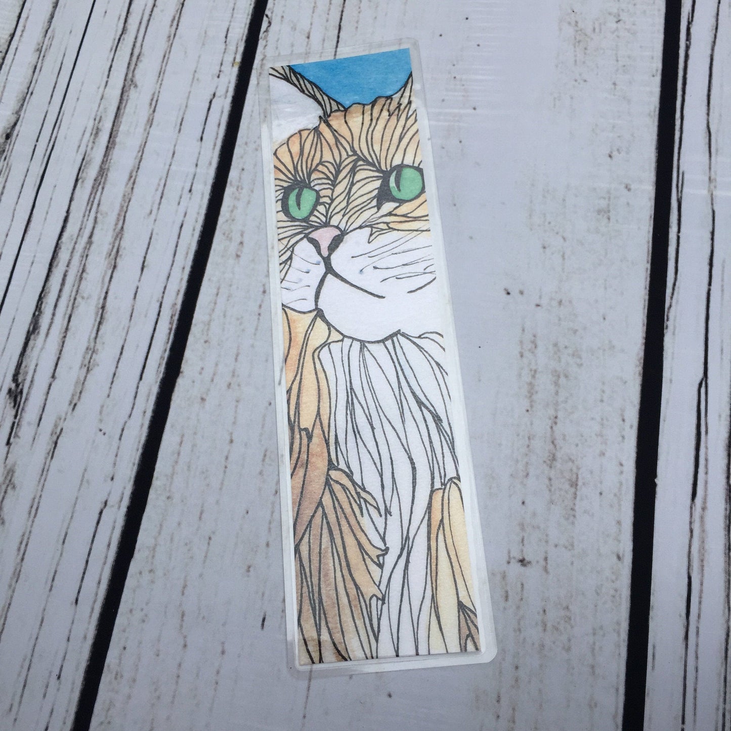 PinkPolish Design Bookmarks "Green Eyed Cat" 2-Sided Bookmark