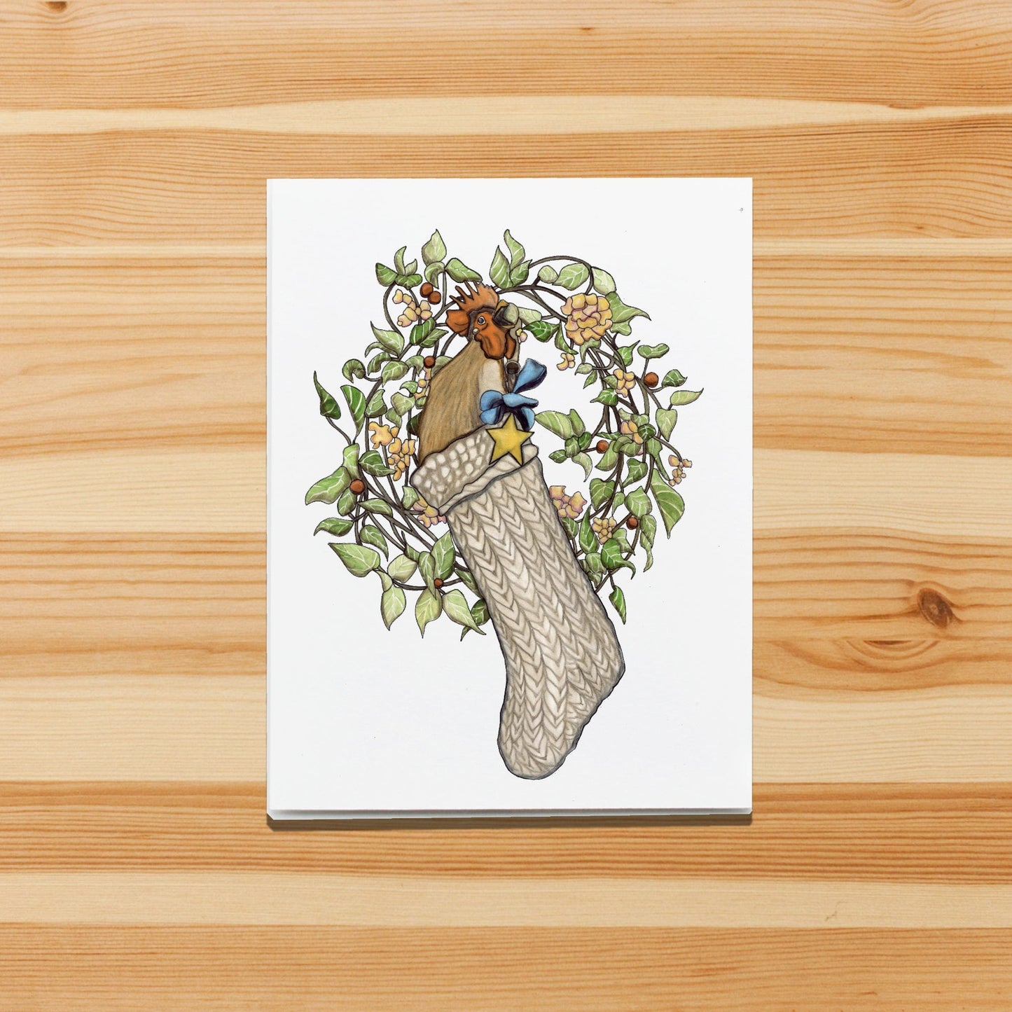 PinkPolish Design Note Cards "Hark the Holiday Chicken" Handmade Notecard
