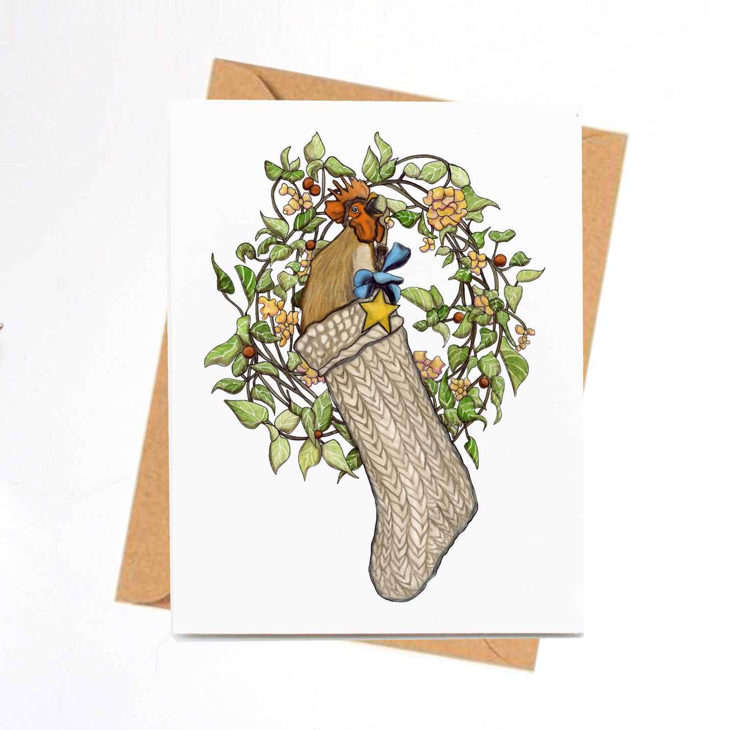 PinkPolish Design Note Cards "Hark the Holiday Chicken" Handmade Notecard