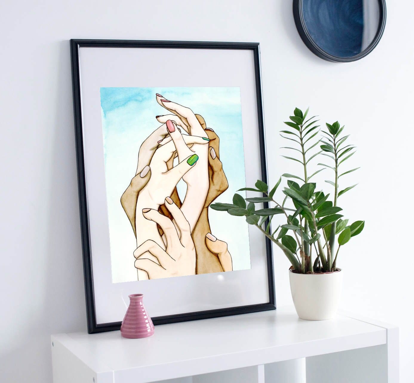 PinkPolish Design Posters, Prints, & Visual Artwork "Helping Hands" Watercolor Painting: Art Print