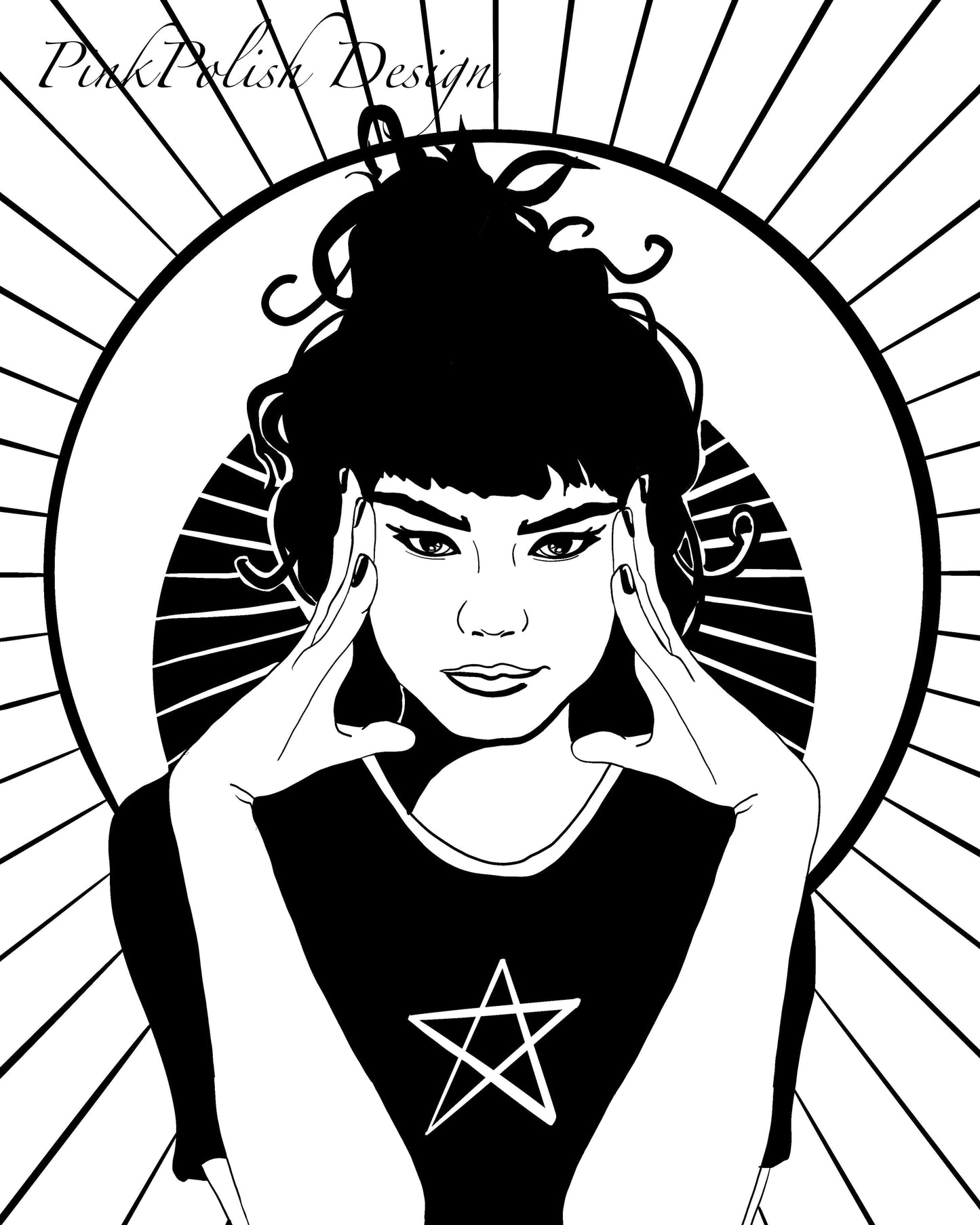 PinkPolish Design Art Prints "Hexed" Digital Drawing: Art Print
