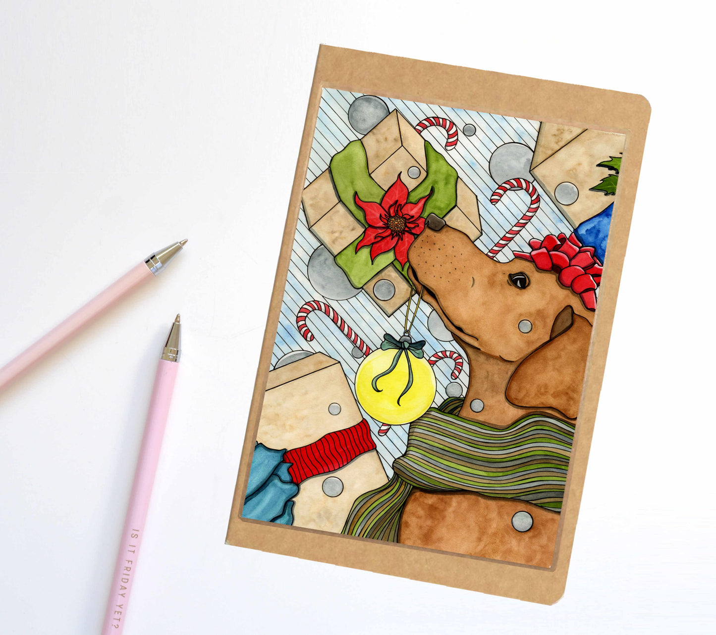 PinkPolish Design Notebook "Holiday Expectations" Dog Inspired Notebook / Sketchbook / Journal