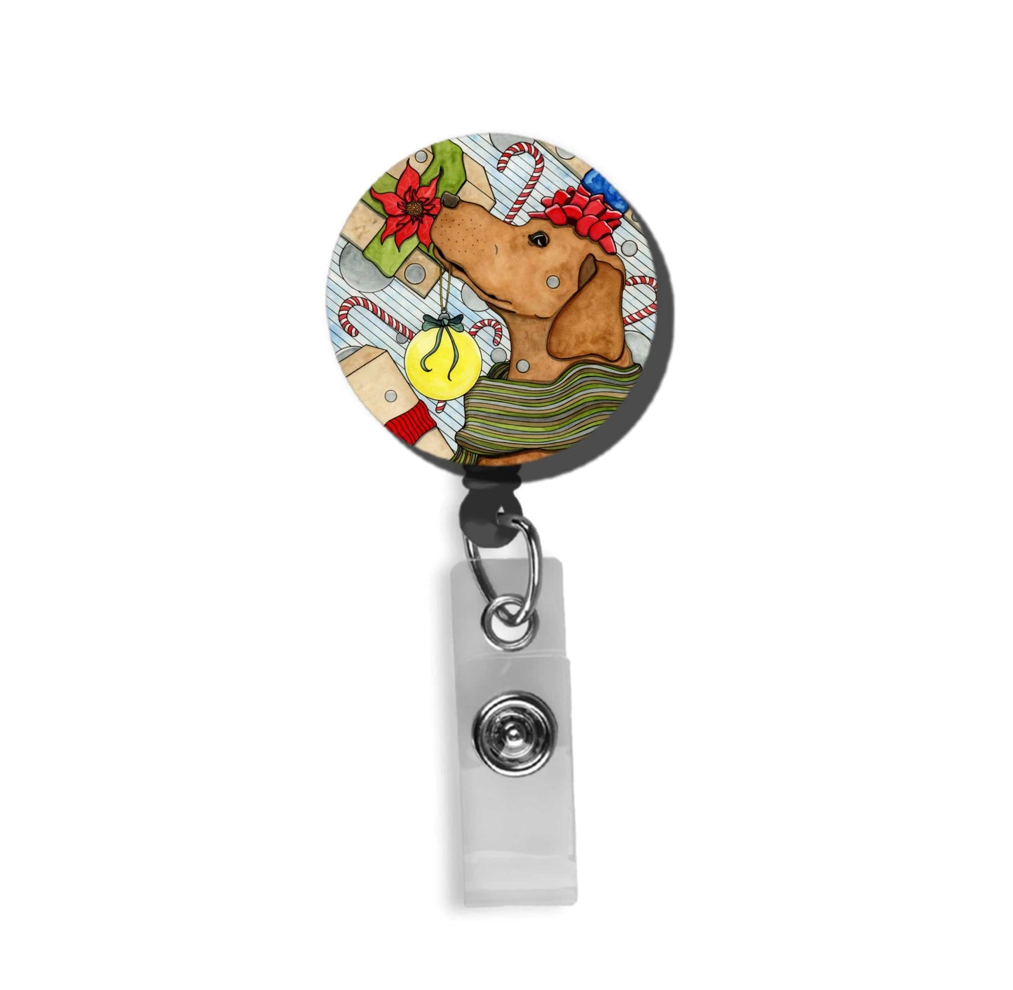 PinkPolish Design Badge Reels & Lanyards "Holiday Expectations" Retractable Badge Reel