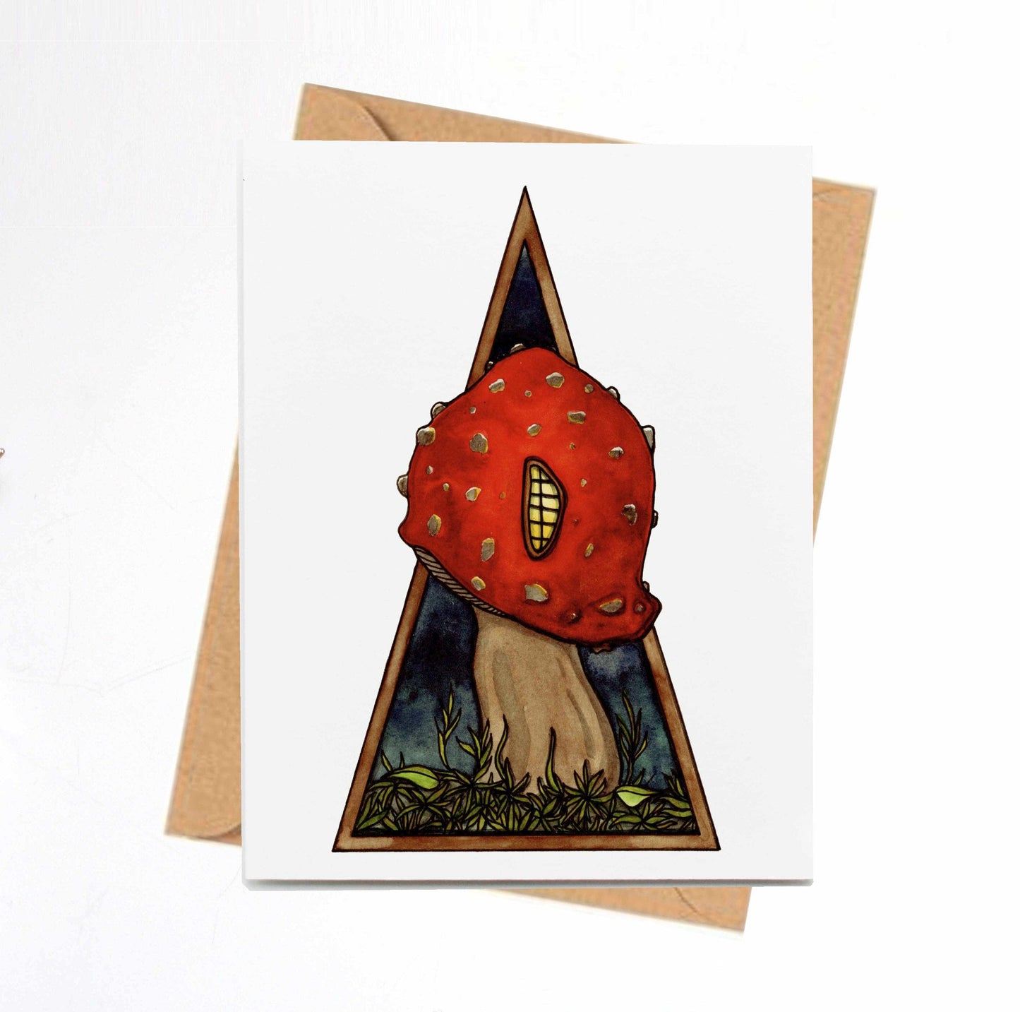 PinkPolish Design Note Cards "Home Sweet Mushroom" Handmade Notecard