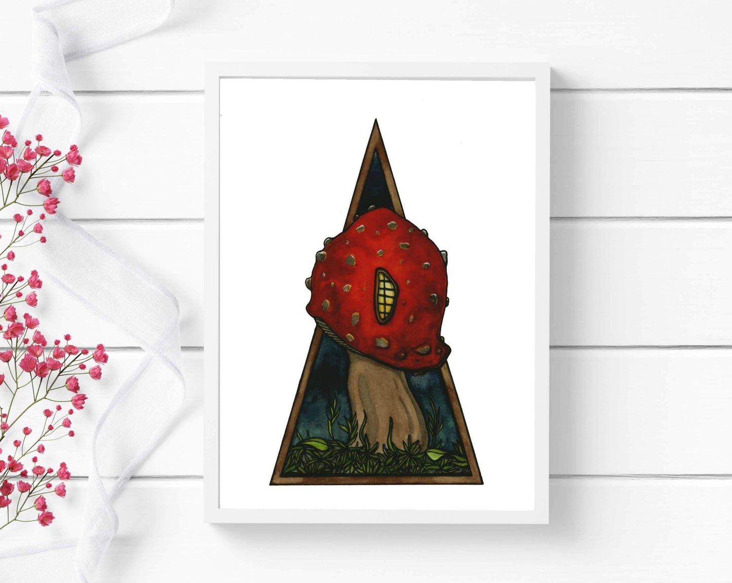 PinkPolish Design Art Prints "Home Sweet Mushroom" Watercolor Painting: Art Print