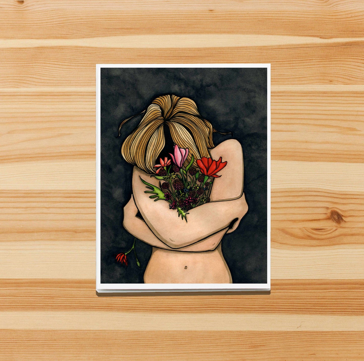 PinkPolish Design Note Cards "In Darkness Bloom" Handmade Notecard
