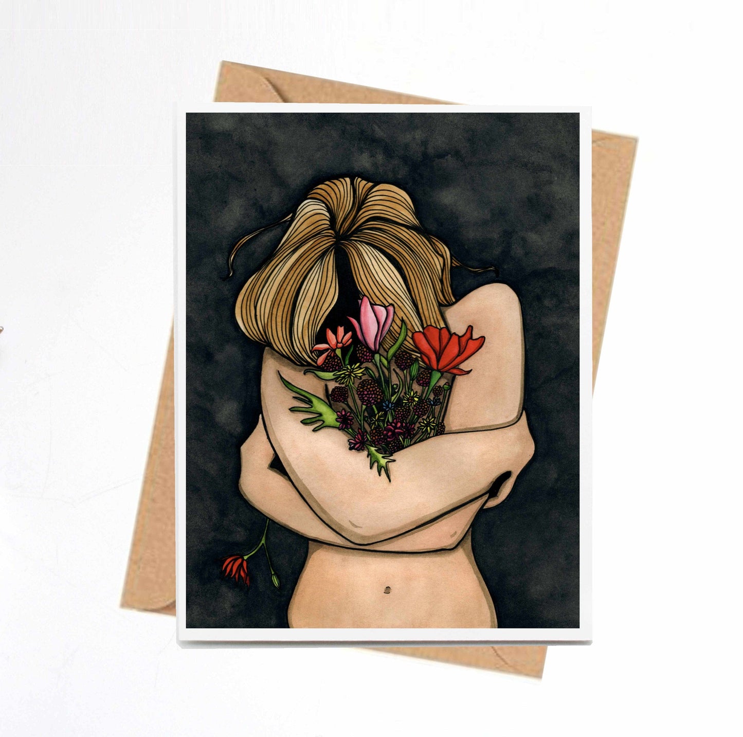 PinkPolish Design Note Cards "In Darkness Bloom" Handmade Notecard