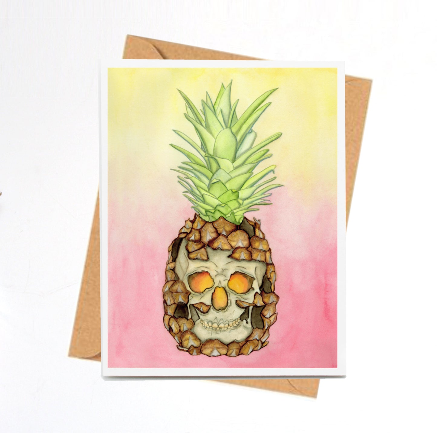 PinkPolish Design Note Cards "Jack-O-Pineapple" Handmade Notecard