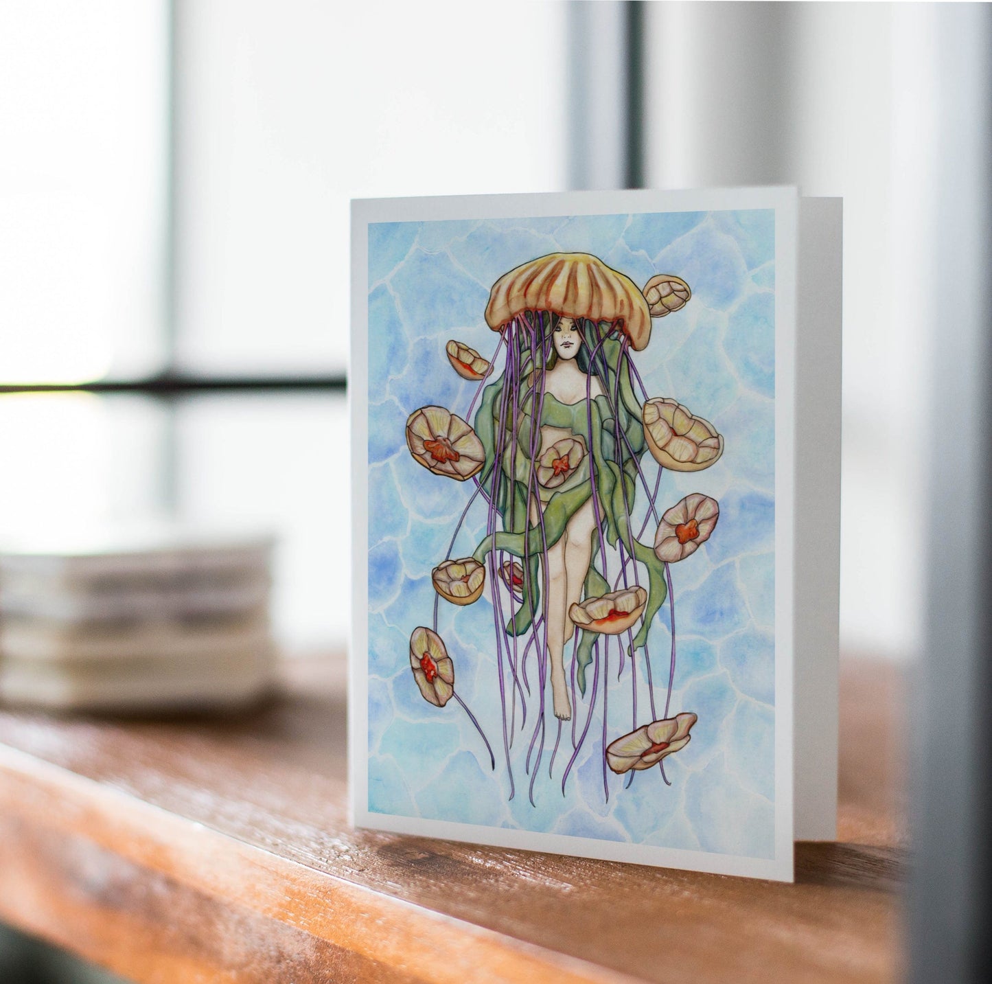 PinkPolish Design Note Cards "Jellyfish Queen" Handmade Notecard