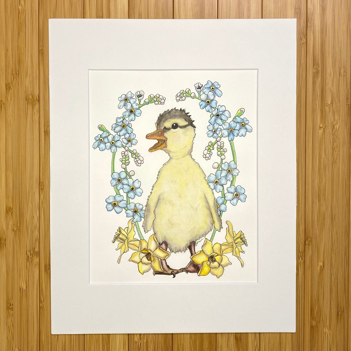 PinkPolish Design Original Art "Just Ducky" Duckling Inspired Original Watercolor & Ink Illustration