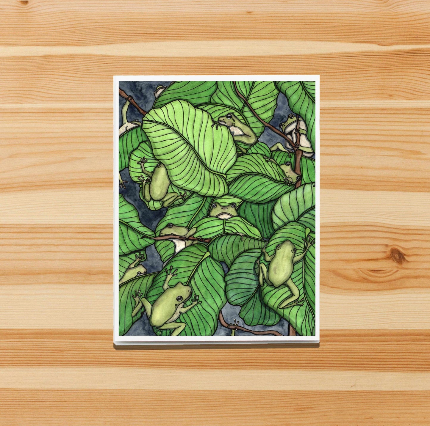 PinkPolish Design Note Cards "Knot of Frogs" Handmade Notecard