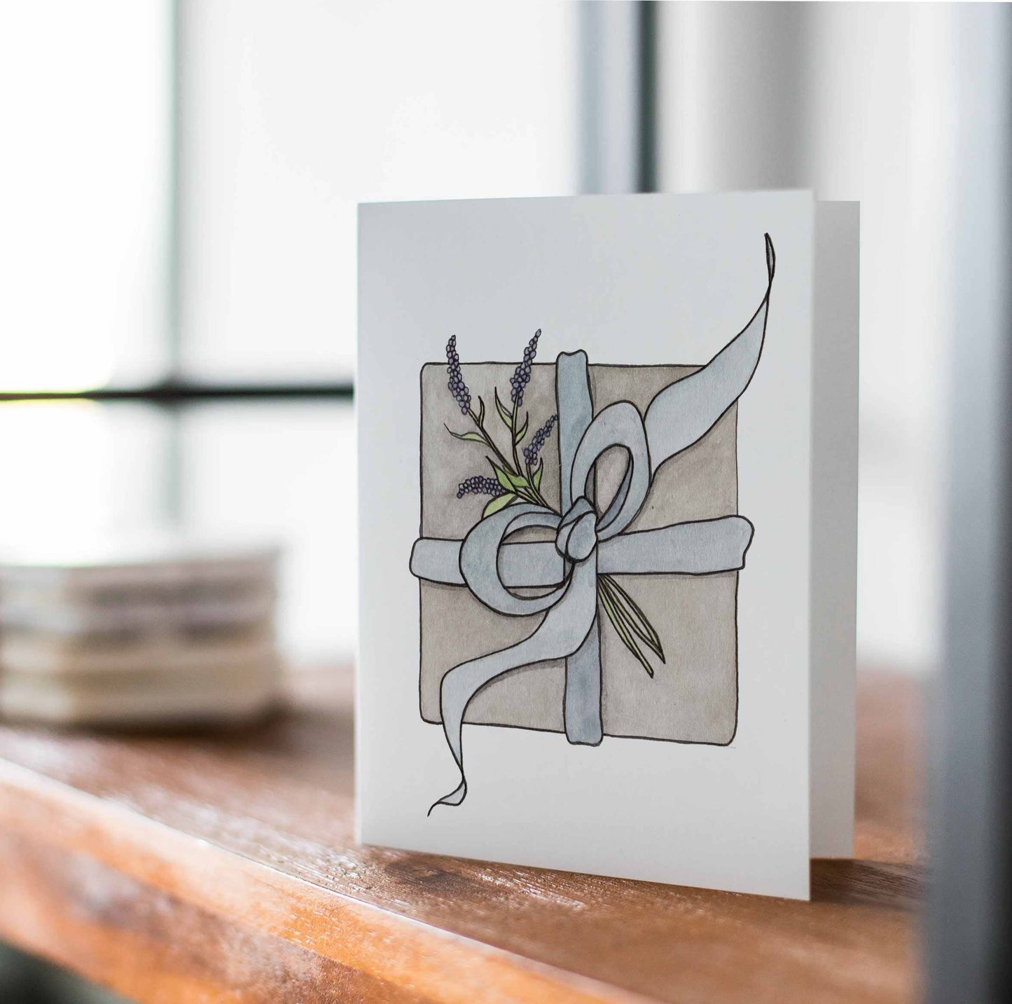 PinkPolish Design Note Cards "Lavender Parcel" Handmade Notecard