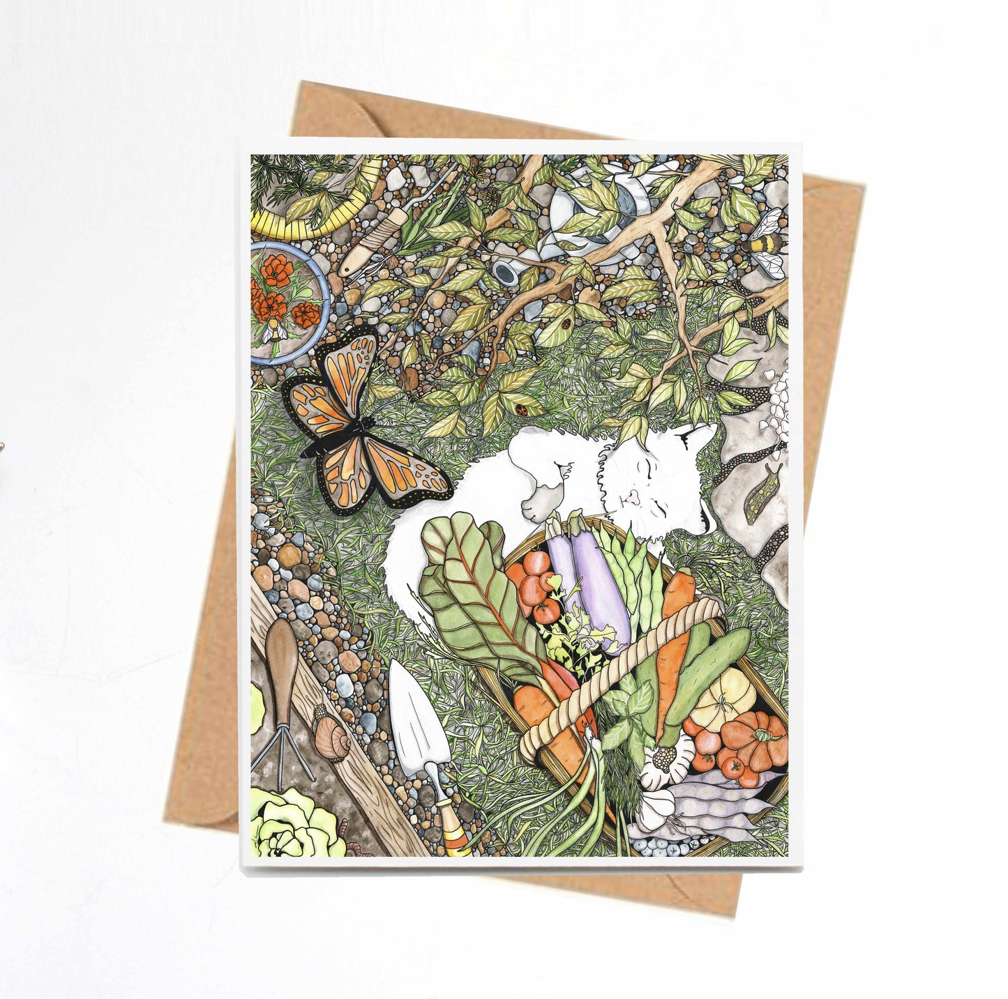 PinkPolish Design Note Cards "Lazy Garden Days" Handmade Notecard