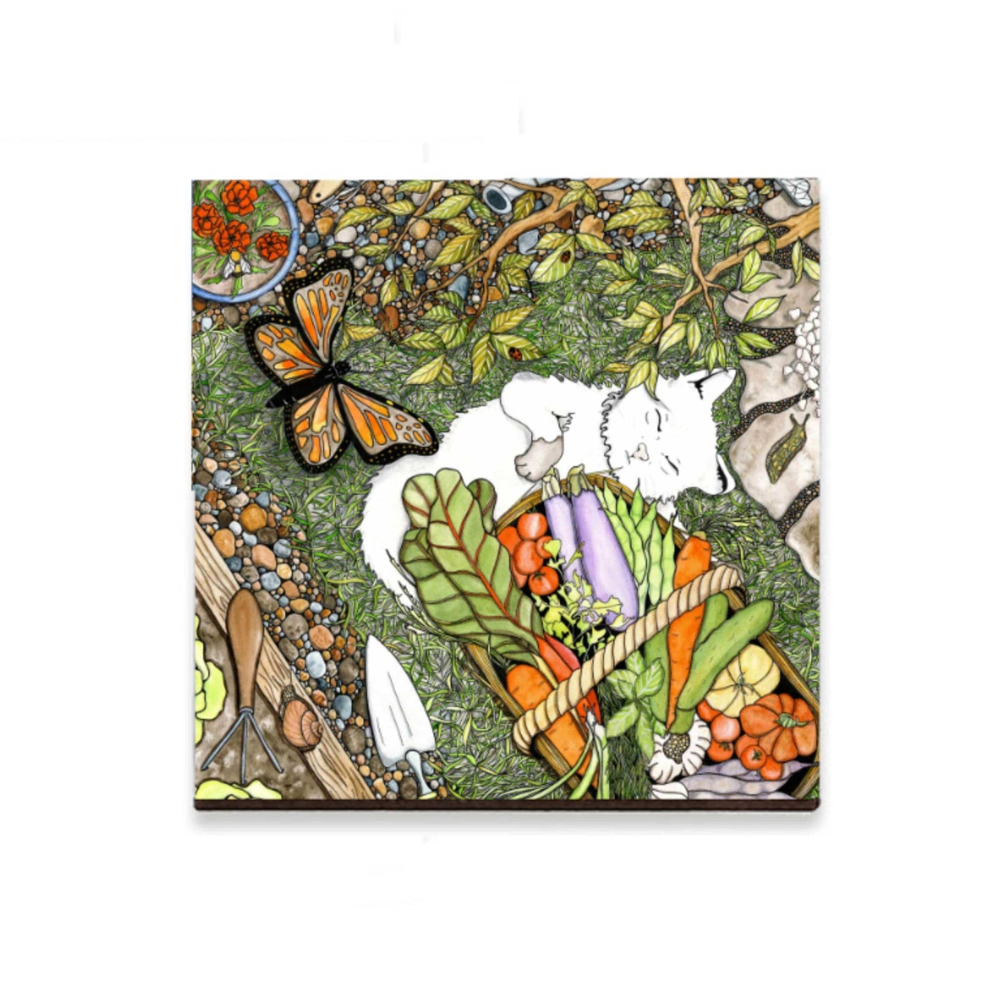 PinkPolish Design Magnets "Lazy Garden Days" Wood Refrigerator Magnet