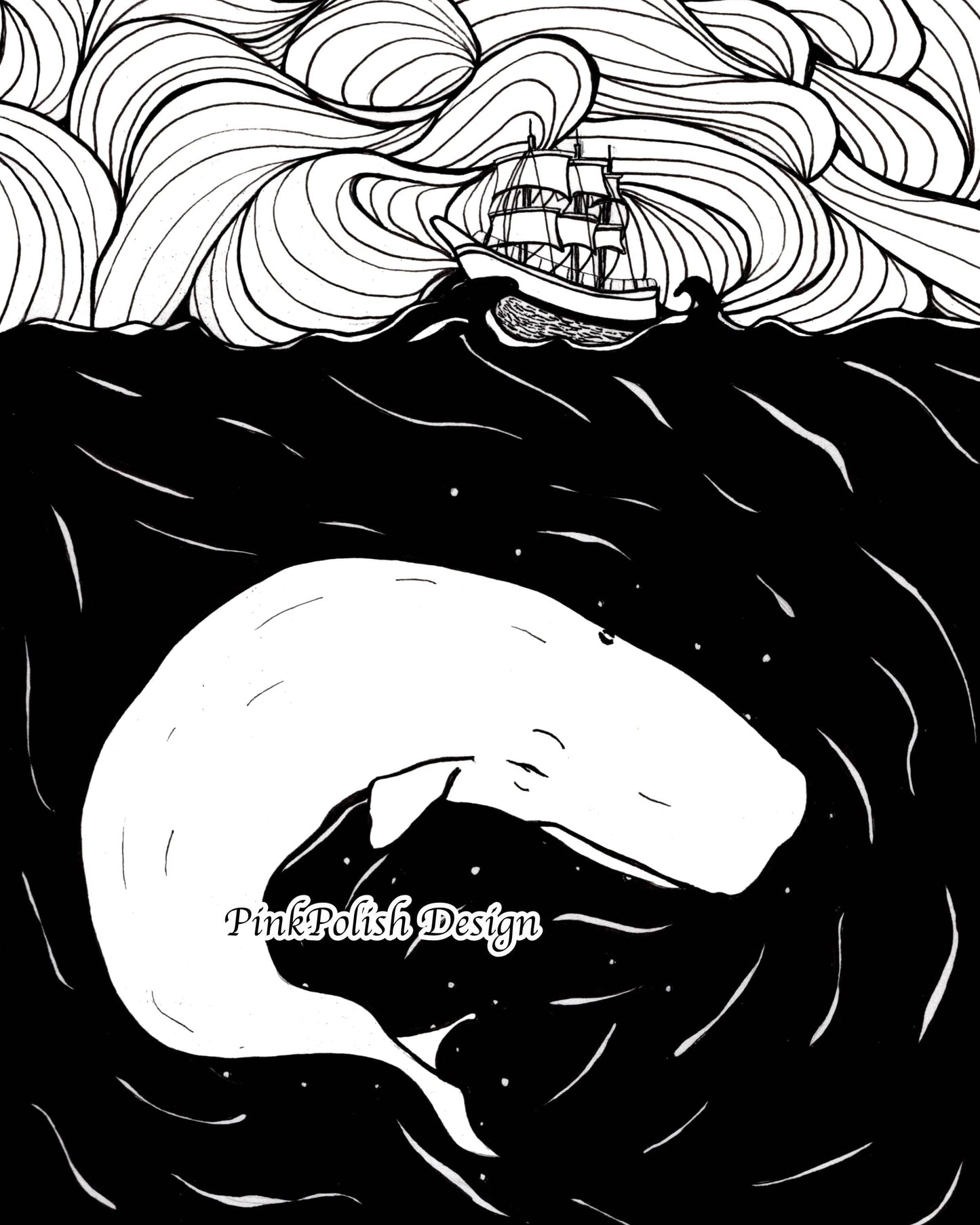 PinkPolish Design Art Prints "Legend" Ink Drawing: Art Print