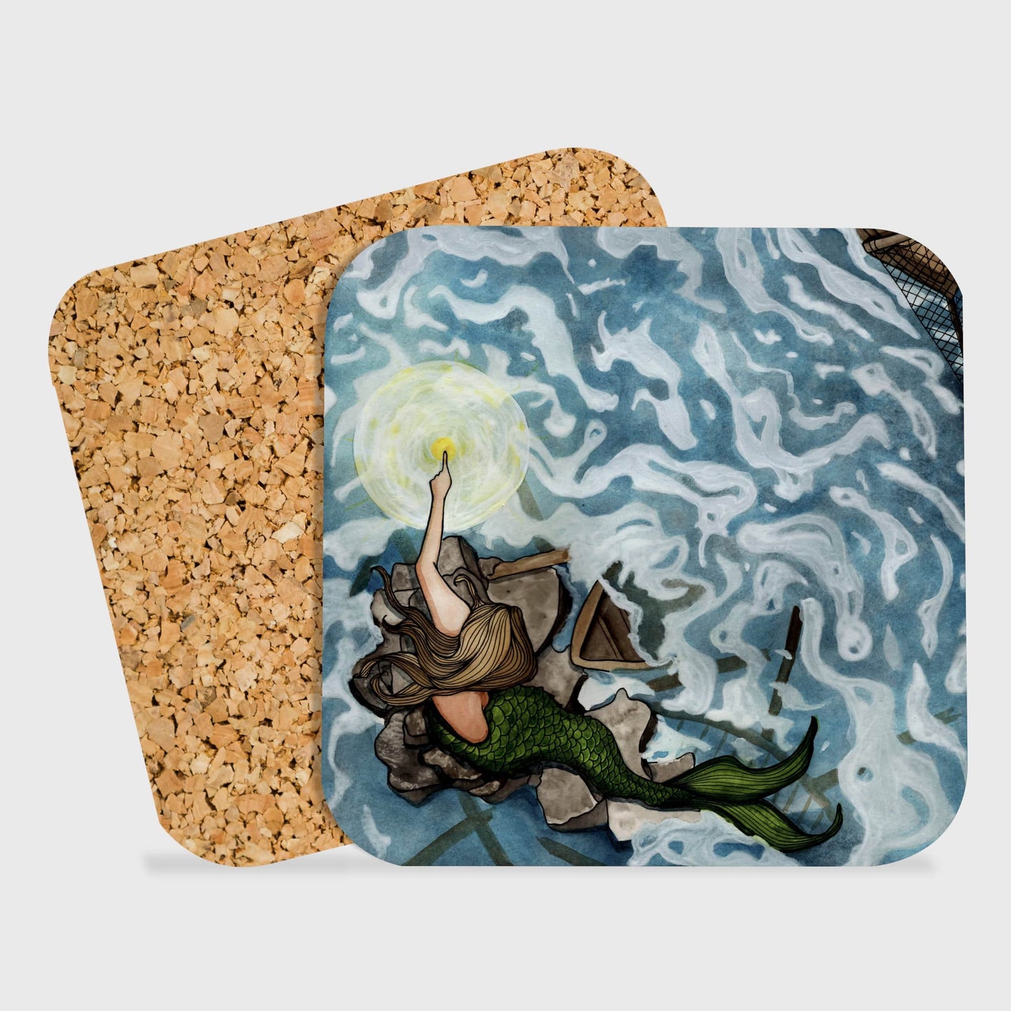 PinkPolish Design Coasters "Lighthouse Mermaid" Drink Coaster