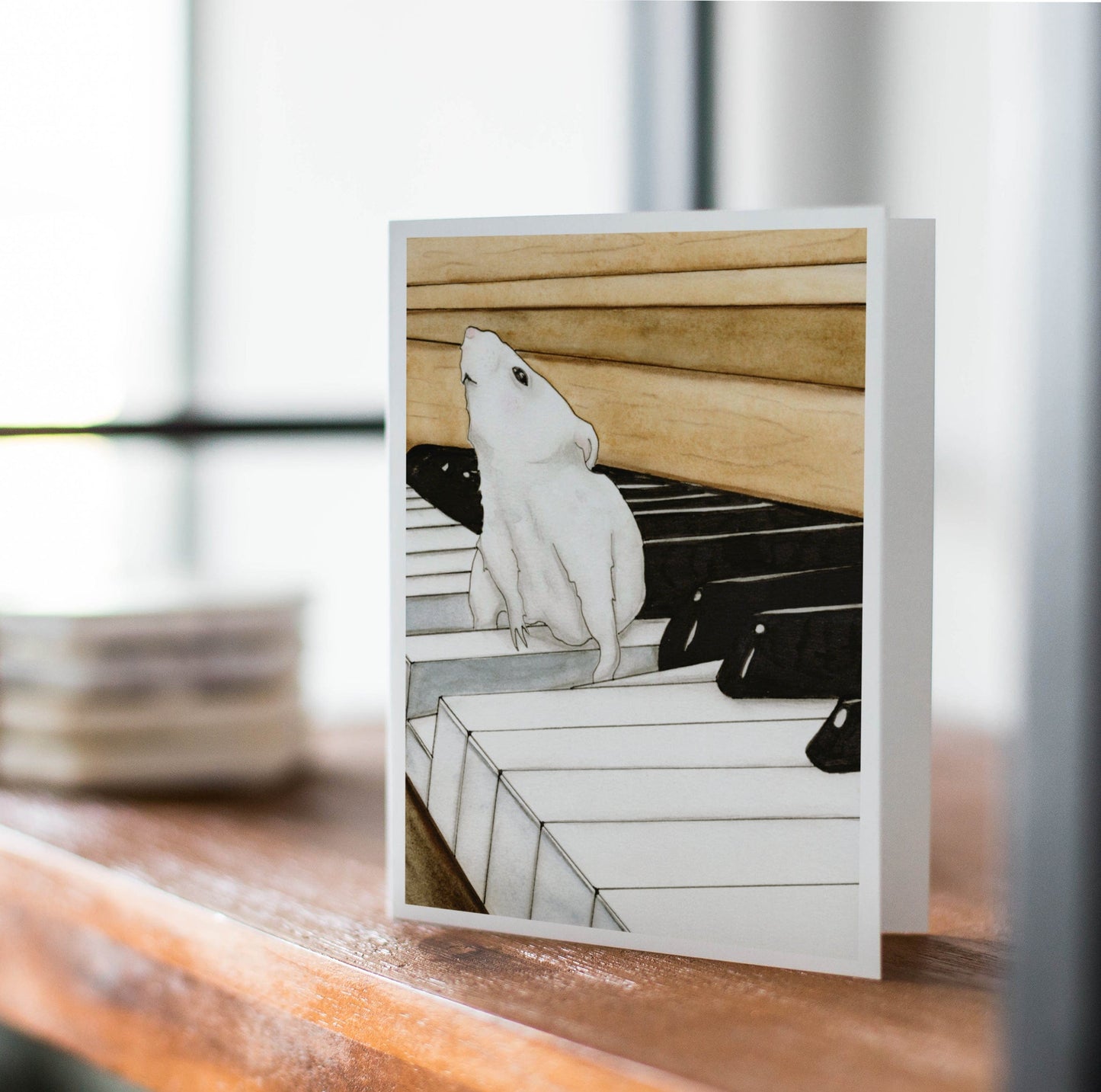 PinkPolish Design Note Cards "Little Pianist" Handmade Notecard