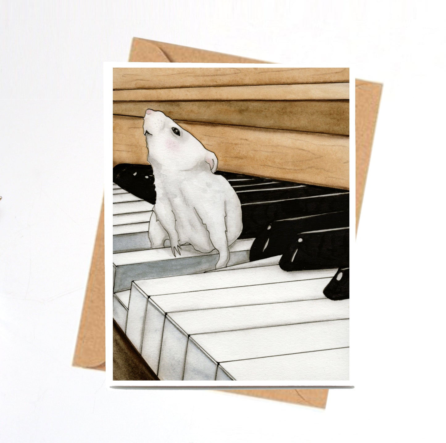 PinkPolish Design Note Cards "Little Pianist" Handmade Notecard