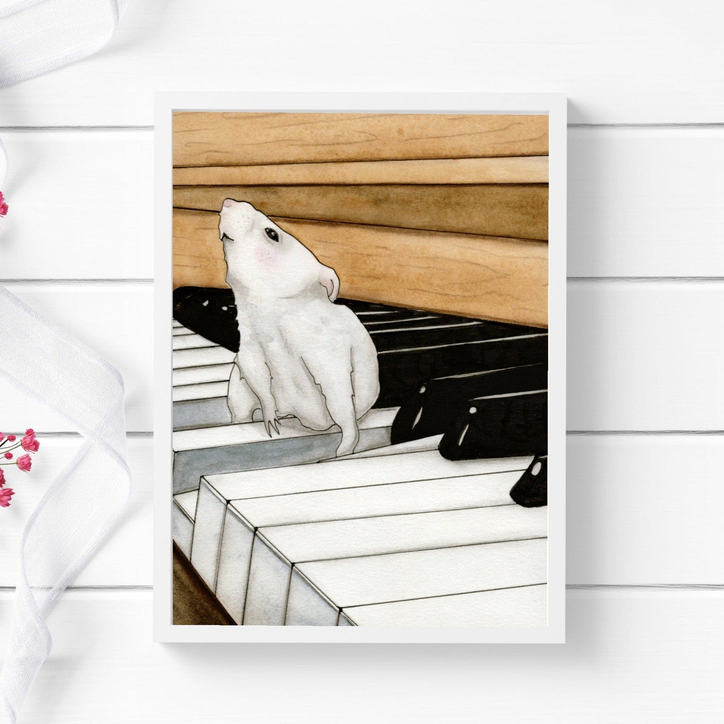 PinkPolish Design Art Prints "Little Pianist" Watercolor Painting: Art Print