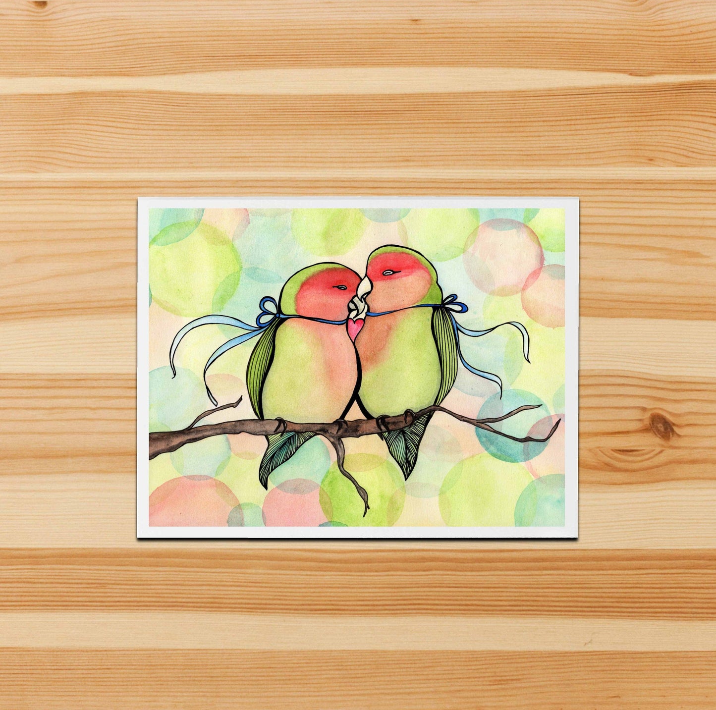 PinkPolish Design Note Cards "Love Birds" Handmade Notecard