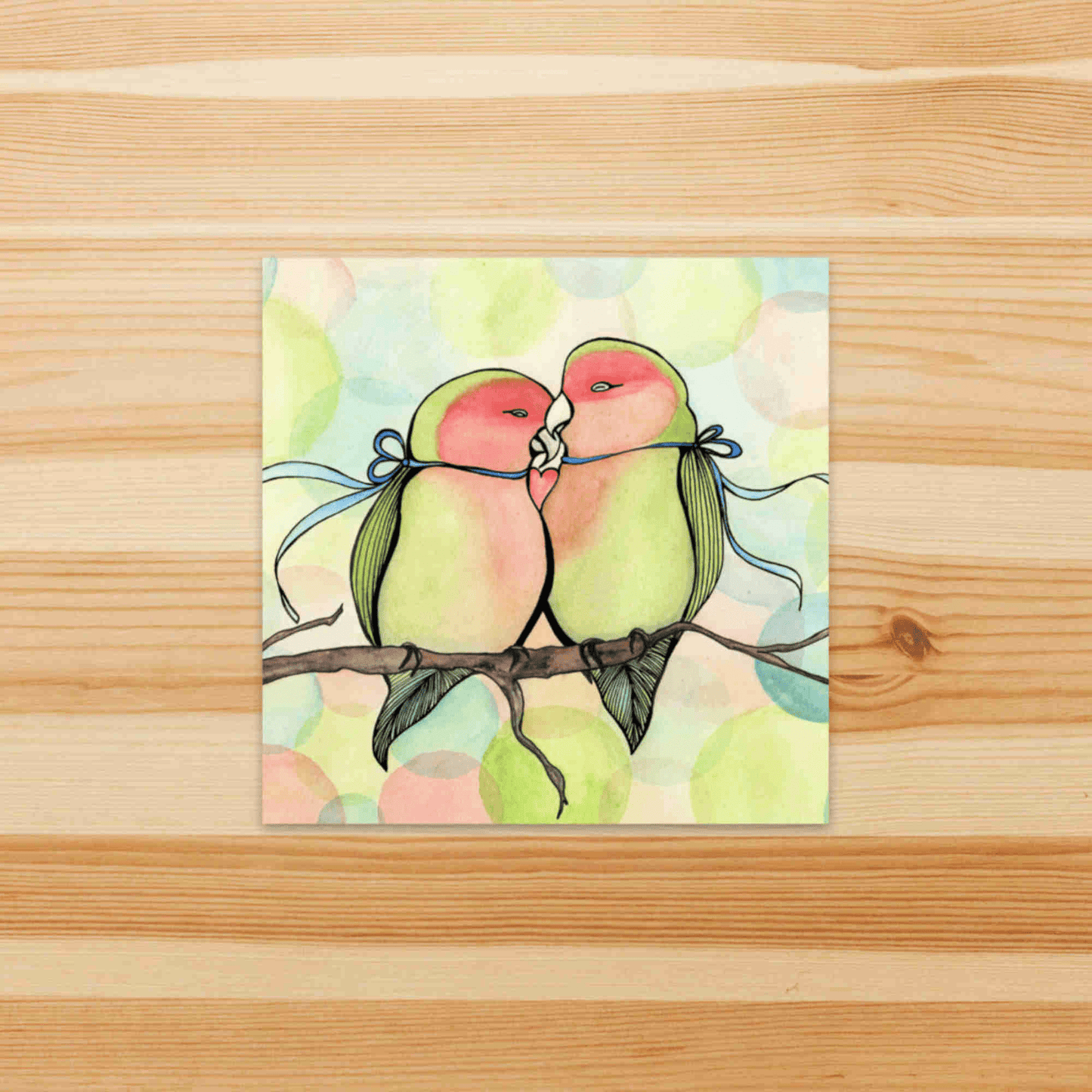 PinkPolish Design Stickers "Love Birds" Square Vinyl Sticker