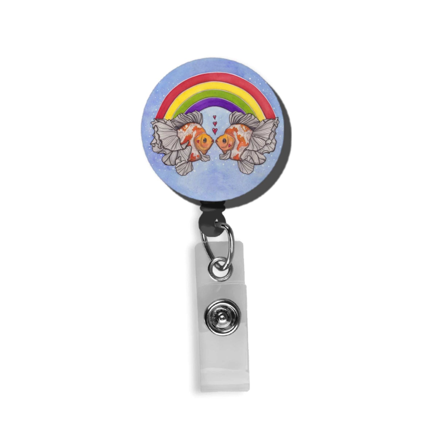 PinkPolish Design Badge Reels & Lanyards "Love Fish" Retractable Badge Reel