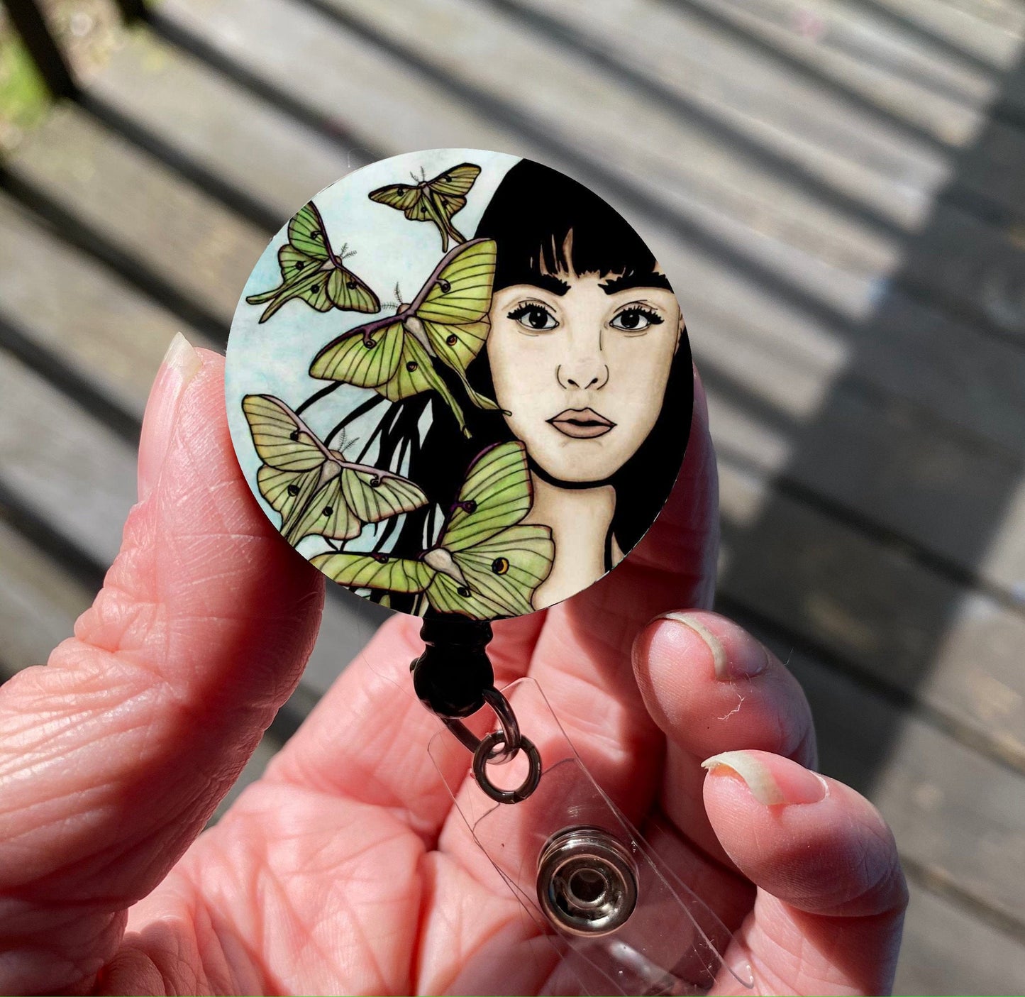 PinkPolish Design Badge Reels & Lanyards "Luna" Retractable Badge Reel