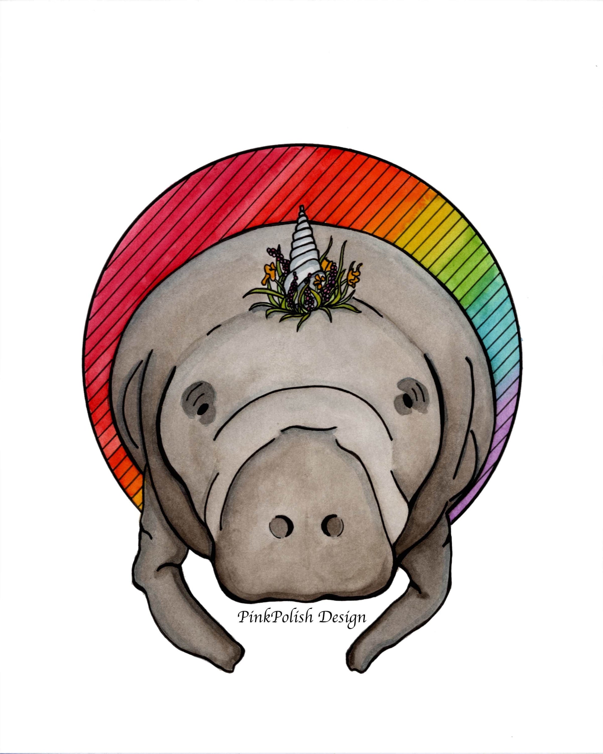 PinkPolish Design Art Prints "Manticorn"  Watercolor Painting: Art Print